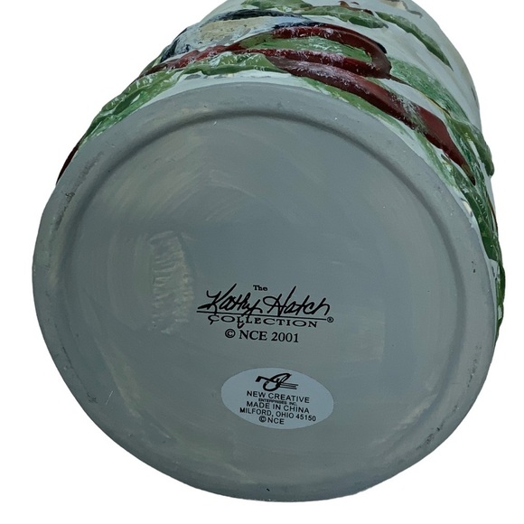 Vintage Wax Warmer Birds Kathy Hatch Tea light Hand painted Holiday White Red - Picture 3 of 15